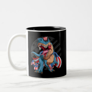 Taza Bicolor Dinosaurio 4 de julio Superhéroe estadounidense ca