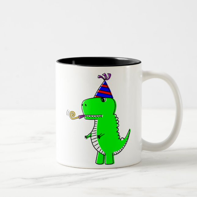 Taza Bicolor Dinosaurio Cute Happy Birday (Derecha)