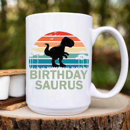 Taza Bicolor Dinosaurio de cumpleaños vintage para mejor amigo