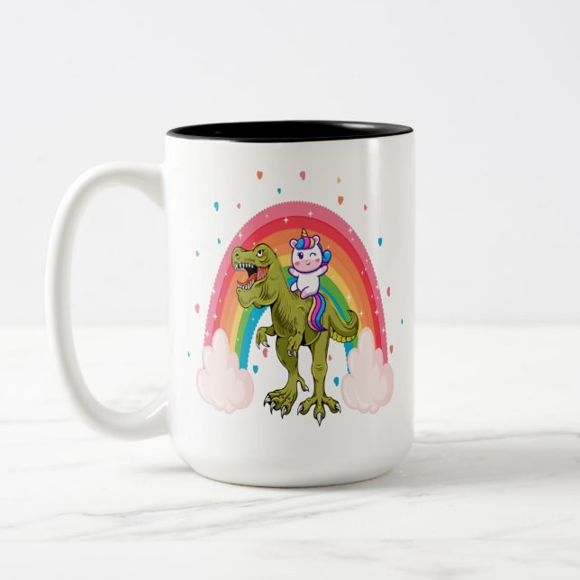 Taza Bicolor Dinosaurio de Unicornio (Izquierda)