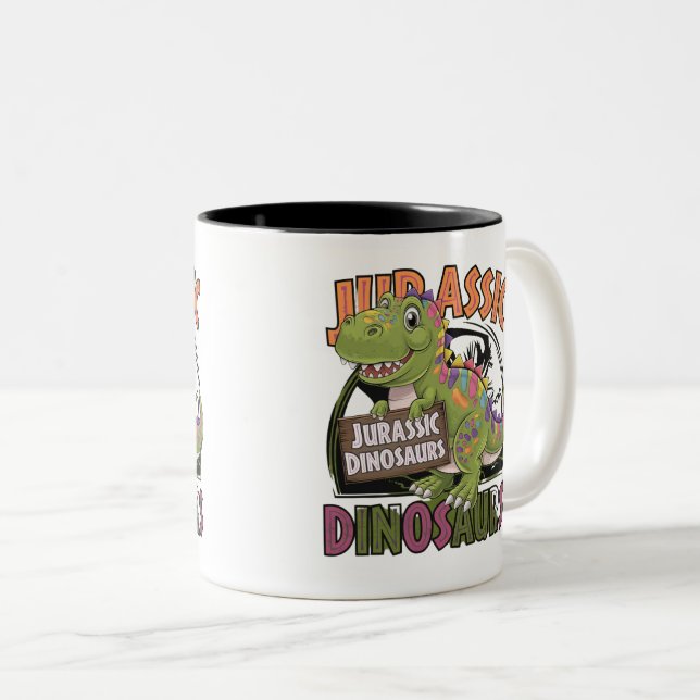Taza Bicolor dinosaurio jurásico (Anverso derecho)