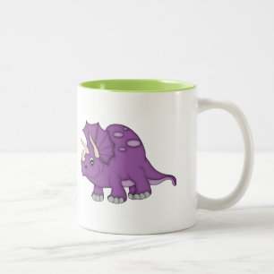 Taza Bicolor Dinosaurio púrpura+Nombre personalizado