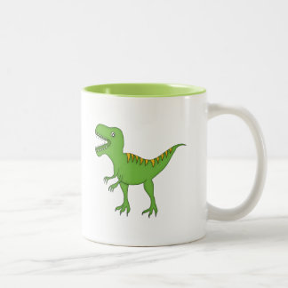Taza Bicolor Dinosaurio verde+Personalice el nombre