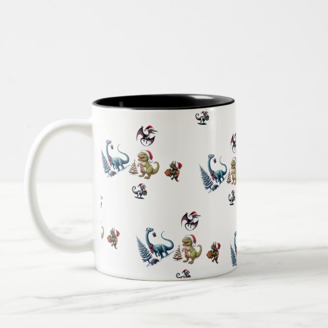 Taza Bicolor Dinosaurios de Navidades Cutes (Izquierda)
