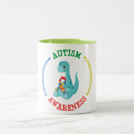 Taza Bicolor Dinosaurios de sensibilización sobre el autismo