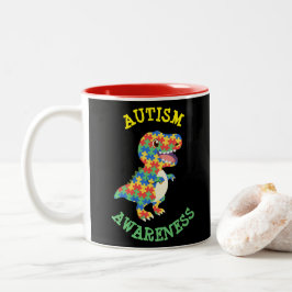 Taza Bicolor Dinosaurios de sensibilización sobre el autismo