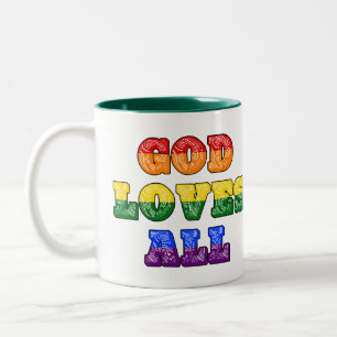 Taza Bicolor "Dios Ama a Todos" Orgullo Cristiano Gay/LGBTQIA+/