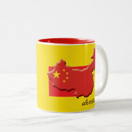 Taza Bicolor Dios Amarillo bendiga la BANDERA CHINA