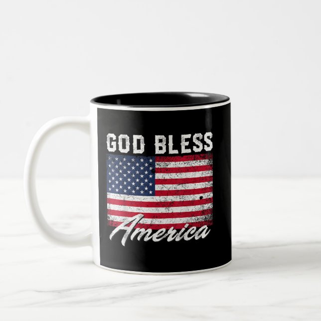 Taza Bicolor Dios bendiga a Estados Unidos Bandera de Estados U (Izquierda)