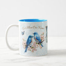 Dios bendiga nuestra casa Bluebird Floral Damask