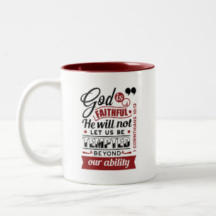 Taza Bicolor Dios es Fiel – 1 Corintios 10:13 Versículo Bíblico