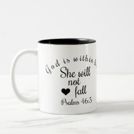 Taza Bicolor Dios está dentro de ella No caerá la Biblia Verbal