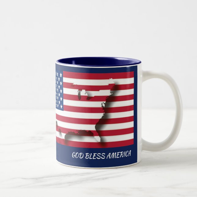Taza Bicolor DIOS Patriótico BENDIGO AMÉRICA Cristiano (Derecha)