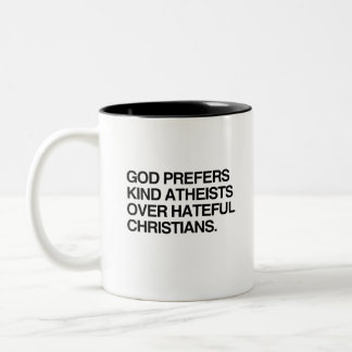 TAZA BICOLOR DIOS PREFIERE A LOS AMABLES ATEOS