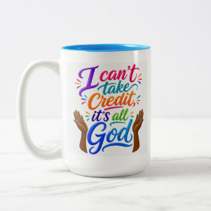 Taza Bicolor Dios recibe el crédito