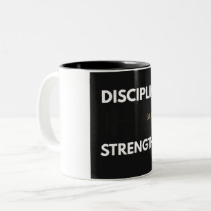 Taza Bicolor Disciplina Construye Fuerza Gimnasio de Powerlifti
