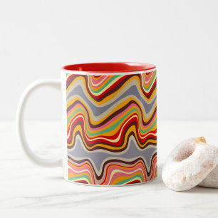 Taza Bicolor disco de onda retro