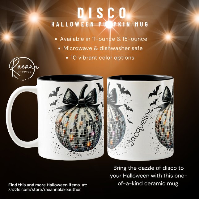 Taza Bicolor Disco Halloween Calabaza Cerámica Mug (Subido por el creador)