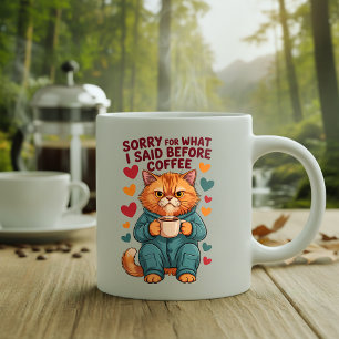 Taza Bicolor Disculpa por lo que dije antes del café