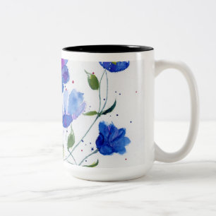 Taza Bicolor Diseñador de acuarelas Mug - Hermosos Blues vibran