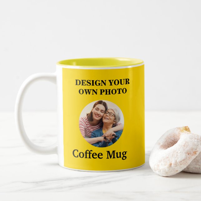 Taza Bicolor Diseñar tu propia foto-taza - Amarillo (Con donut)