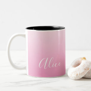 Taza Bicolor Diseñe su propio OMbre rosado y su nombre