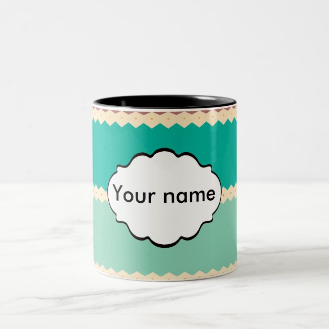 Taza Bicolor Diseño abstracto de filas de Rhombus (Centro)