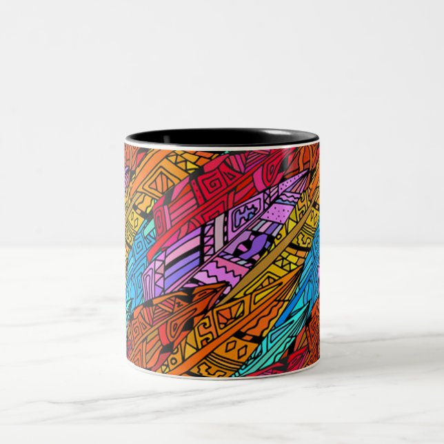 Taza Bicolor Diseño africano colorido (Centro)