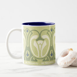Taza Bicolor Diseño Art Nouveau Floral de tapiz #45