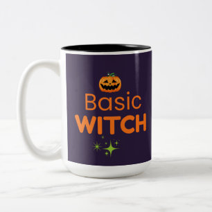 Taza Bicolor Diseño básico de bruja divertida de Halloween