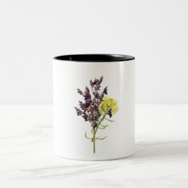 Taza Bicolor Diseño botánico de lavanda y flor silvestre amaril