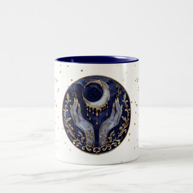 Taza Bicolor Diseño celeste en oro (Centro)