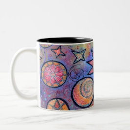 Taza Bicolor Diseño Celestial Cósmico Colorido y Caprichoso
