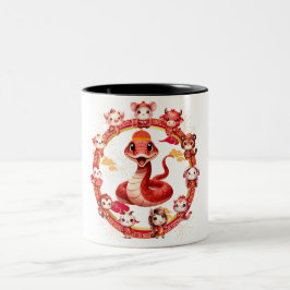 Taza Bicolor Diseño chino de serpientes de Año Nuevo lunar 2