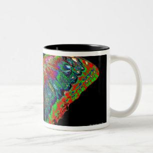 Taza Bicolor Diseño colorido de la mariposa contra el contexto