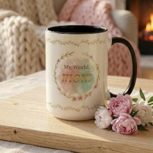 Taza Bicolor Diseño de Acuarela de Cita Floral Elegante para Ma