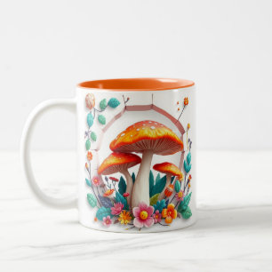 Taza Bicolor Diseño de agujero roto con hongos 3D