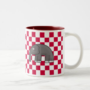 Taza Bicolor Diseño de animal a cuadros rojos y blancos