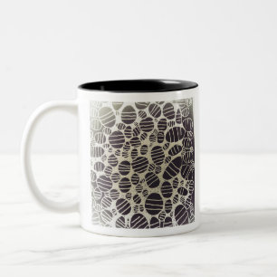 Taza Bicolor Diseño de arte abstracto redondo en blanco y negro