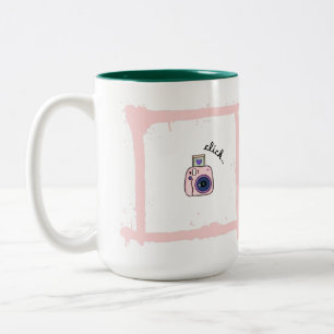 Taza Bicolor Diseño de Arte de Click de Cámara Doodle Minimalis