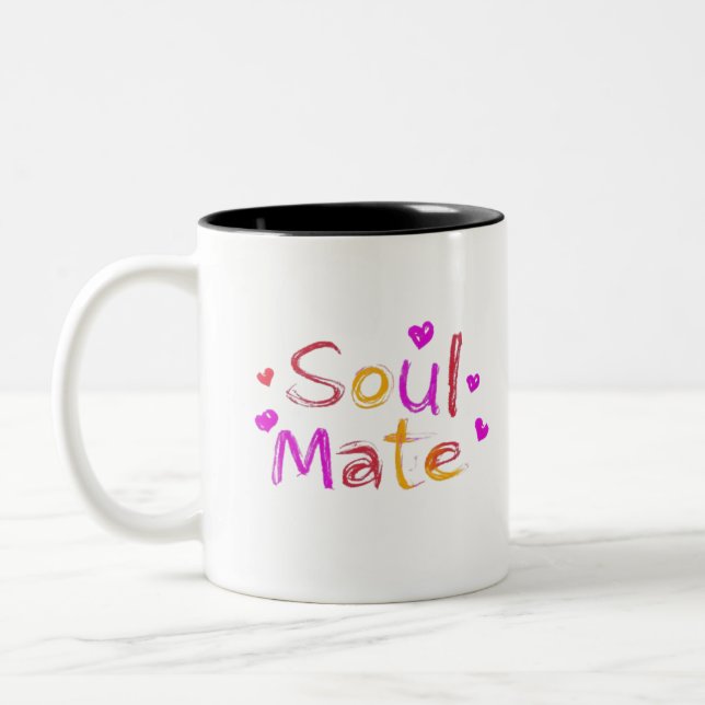 Taza Bicolor Diseño de arte digital Soul Mate (Izquierda)