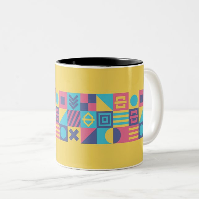 Taza Bicolor Diseño de arte símbolo amarillo (Anverso derecho)