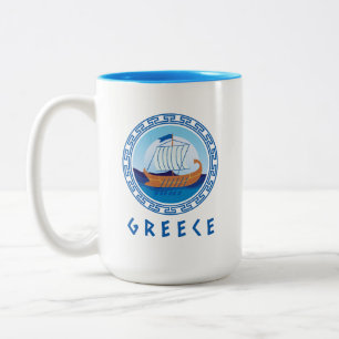 Taza Bicolor Diseño de barcos griegos