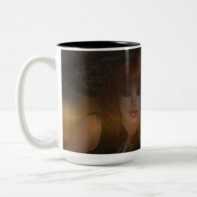 Taza Bicolor Diseño de bruja de otoño 2 Mug (Izquierda)