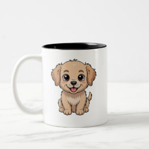 Taza Bicolor Diseño de cachorro de Golden Retriever lindo