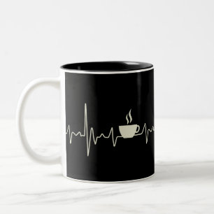 Taza Bicolor Diseño de café con expreso con latido de corazón