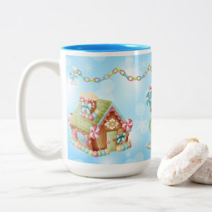 Taza Bicolor Diseño de Candy Gingerbread y Candy Cane