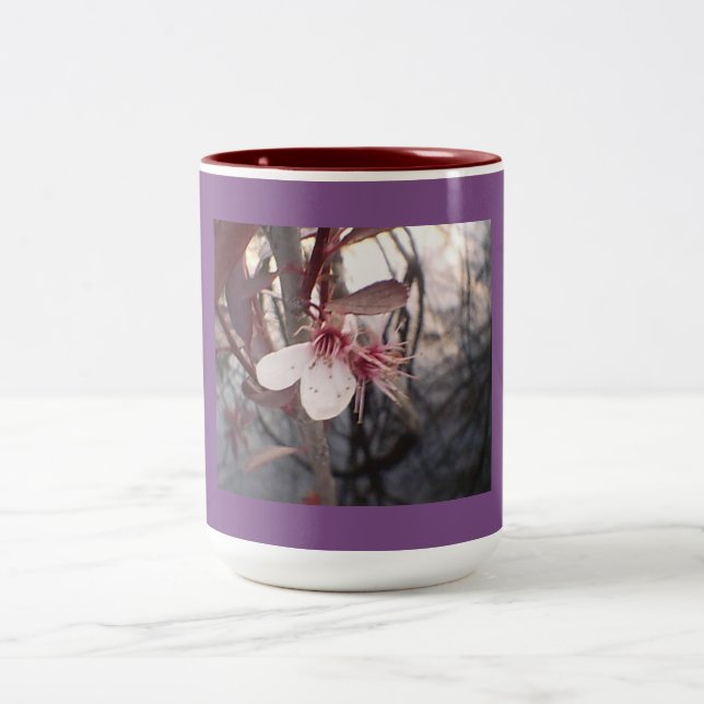 Taza Bicolor Diseño de ciruela morada (Centro)