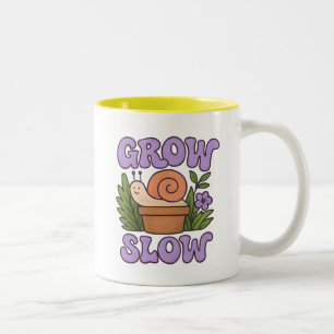 Taza Bicolor Diseño de cita de jardín de caracol lento crecer l