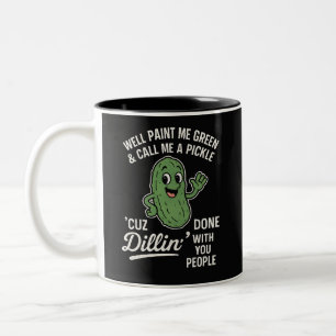Taza Bicolor Diseño de cita de pepino sarcástico divertido
